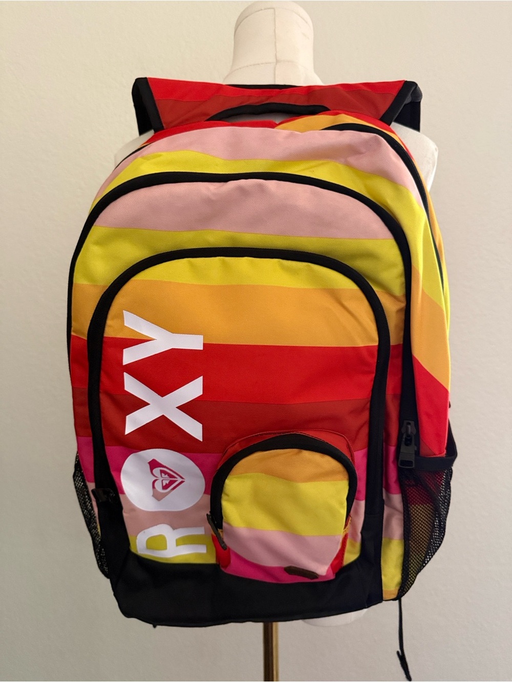 Roxy Striped Red Pink Yellow Orange Backpack